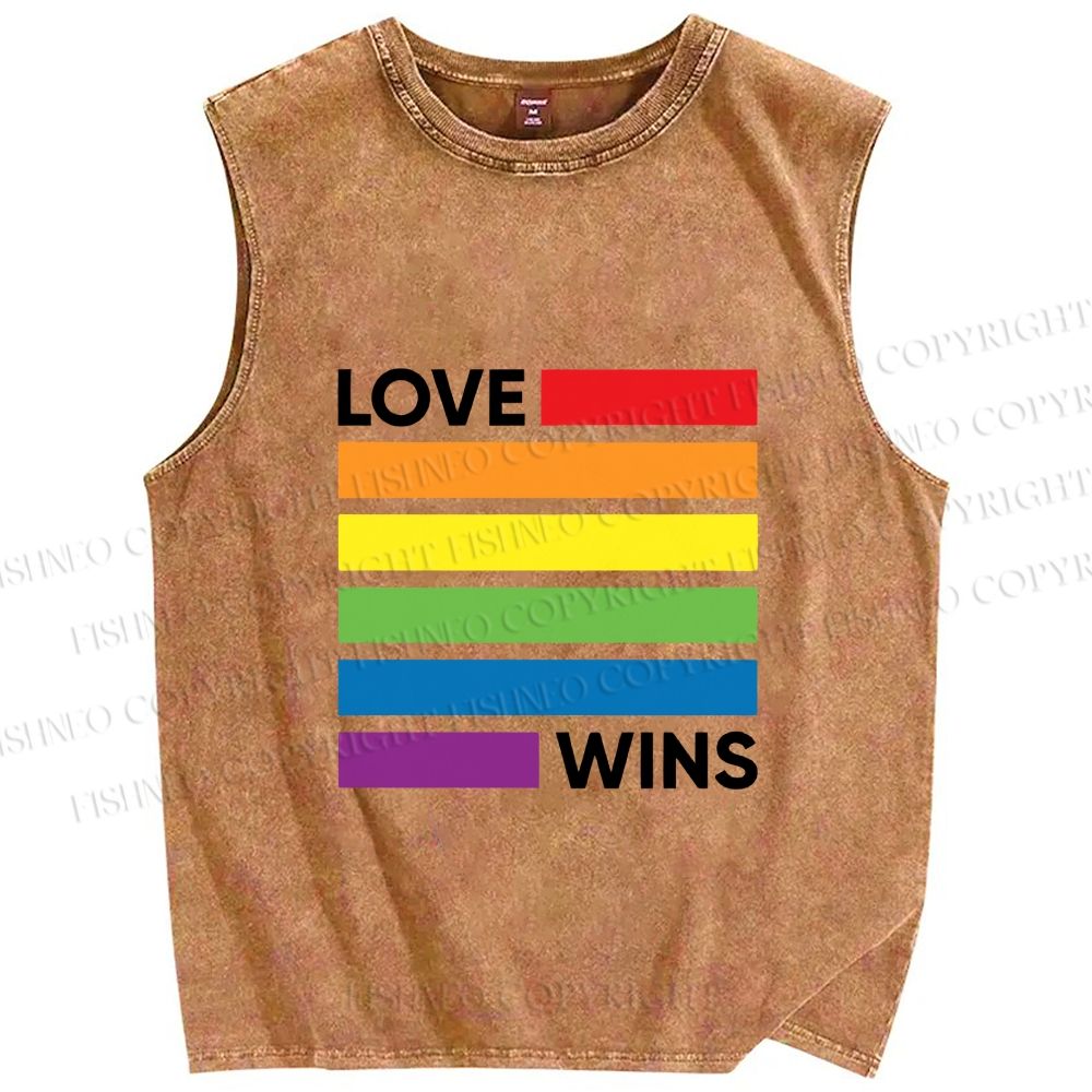 Unisex Pride Love wins Printed Washed Tank Top