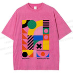 Unisex Bauhaus Design Printed Washed Tee