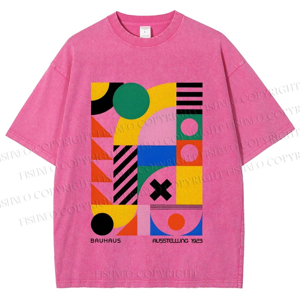 Unisex Bauhaus Design Printed Washed Tee