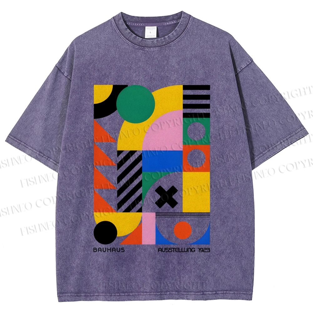 Unisex Bauhaus Design Printed Washed Tee