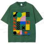 Unisex Bauhaus Design Printed Washed Tee
