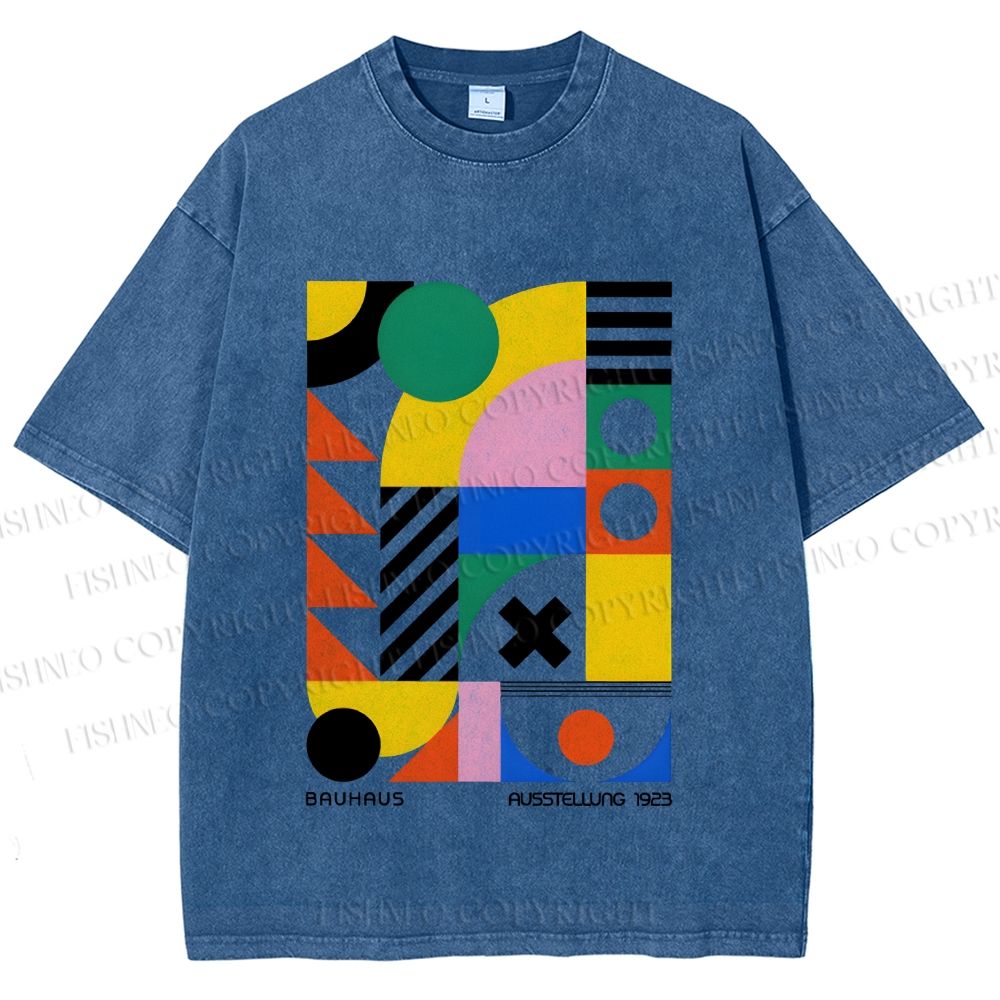 Unisex Bauhaus Design Printed Washed Tee
