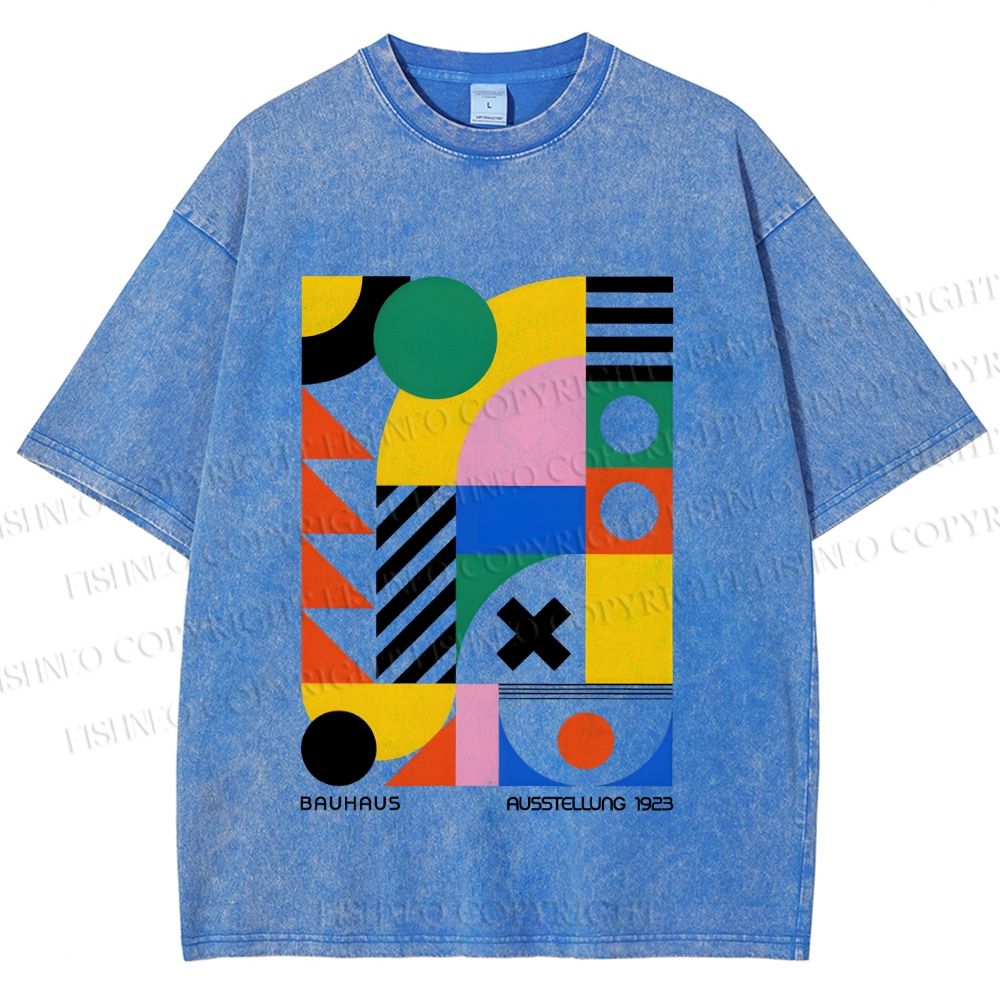 Unisex Bauhaus Design Printed Washed Tee