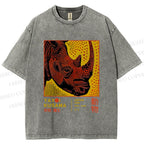 Unisex Yayoi Kusama Rhino Printed Washed Tee