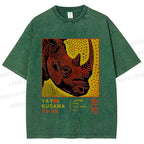 Unisex Yayoi Kusama Rhino Printed Washed Tee
