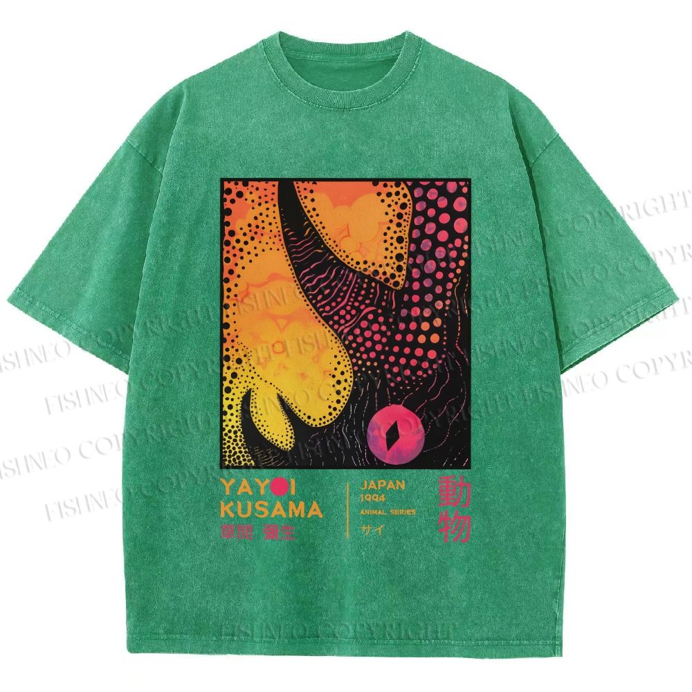 Unisex Yayoi Kusama Rhino Printed Washed Tee
