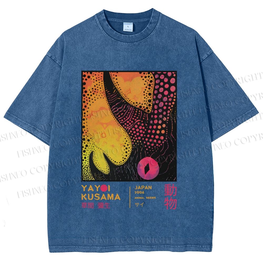 Unisex Yayoi Kusama Rhino Printed Washed Tee
