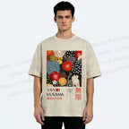 Unisex Yayoi Kusama Flowers Printed Washed Tee