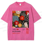 Unisex Yayoi Kusama Flowers Printed Washed Tee