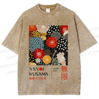 Unisex Yayoi Kusama Flowers Printed Washed Tee