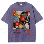 Unisex Yayoi Kusama Flowers Printed Washed Tee