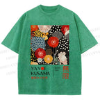 Unisex Yayoi Kusama Flowers Printed Washed Tee
