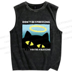 Unisex Don't Be Stressing Printed Washed Tank Top