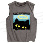 Unisex Don't Be Stressing Printed Washed Tank Top
