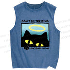 Unisex Don't Be Stressing Printed Washed Tank Top