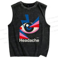 Unisex Headache Geometry Art Printed Washed Tank Top