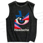 Unisex Headache Geometry Art Printed Washed Tank Top