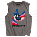 Unisex Headache Geometry Art Printed Washed Tank Top
