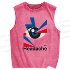 Unisex Headache Geometry Art Printed Washed Tank Top