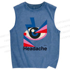 Unisex Headache Geometry Art Printed Washed Tank Top