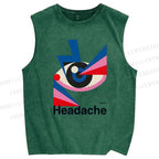 Unisex Headache Geometry Art Printed Washed Tank Top