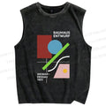 Unisex Bauhaus Geometric Art Printed Washed Tank Top