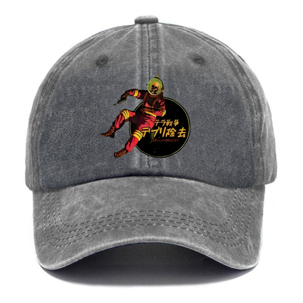 Skeleton Astronaut Washed Cap