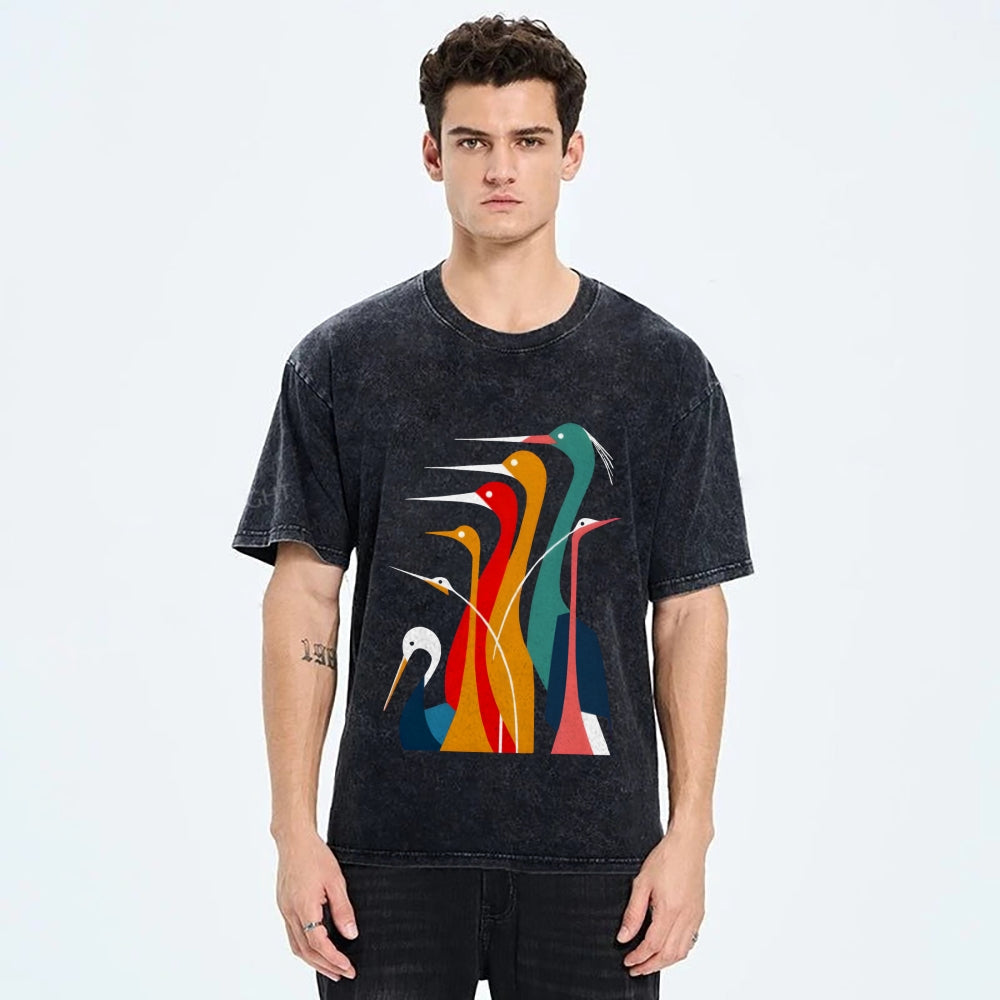 Various Types Of Cranes Vintage Washed T-shirt