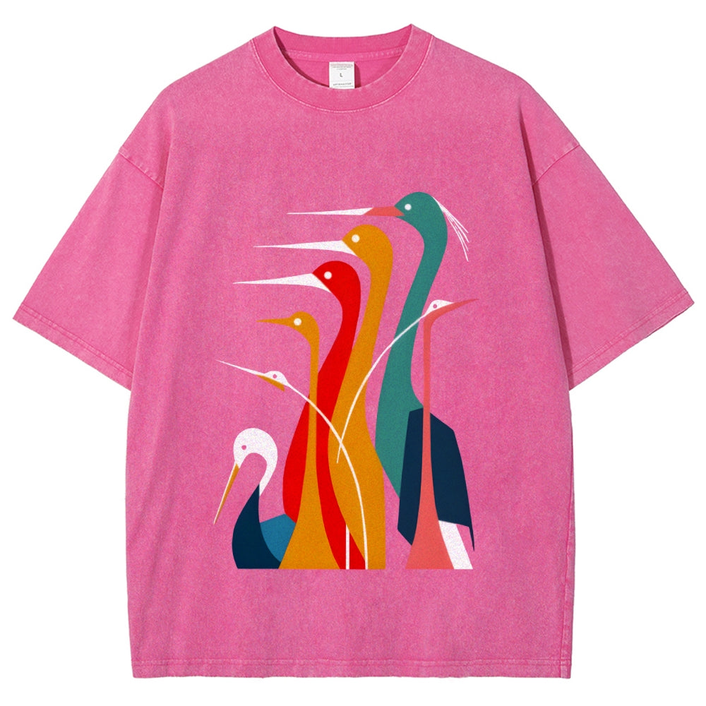 Various Types Of Cranes Vintage Washed T-shirt