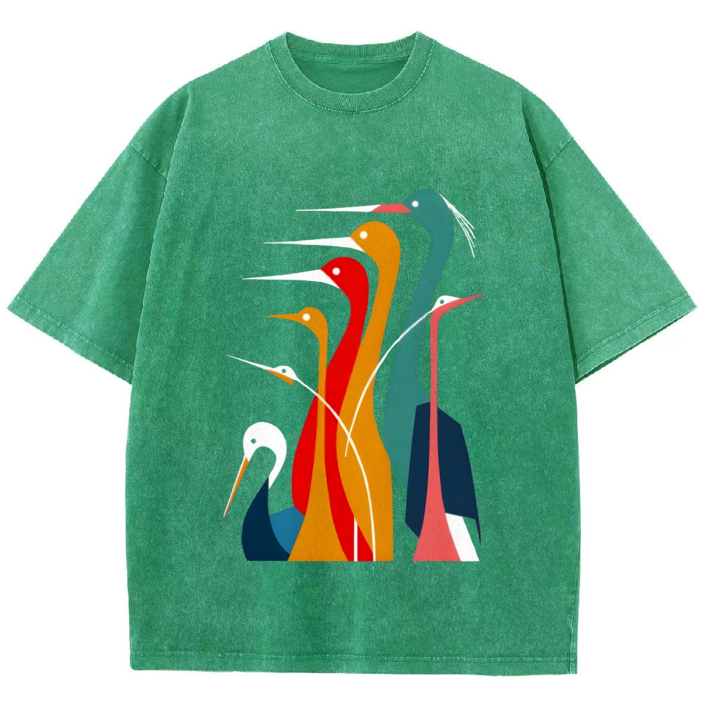 Various Types Of Cranes Vintage Washed T-shirt