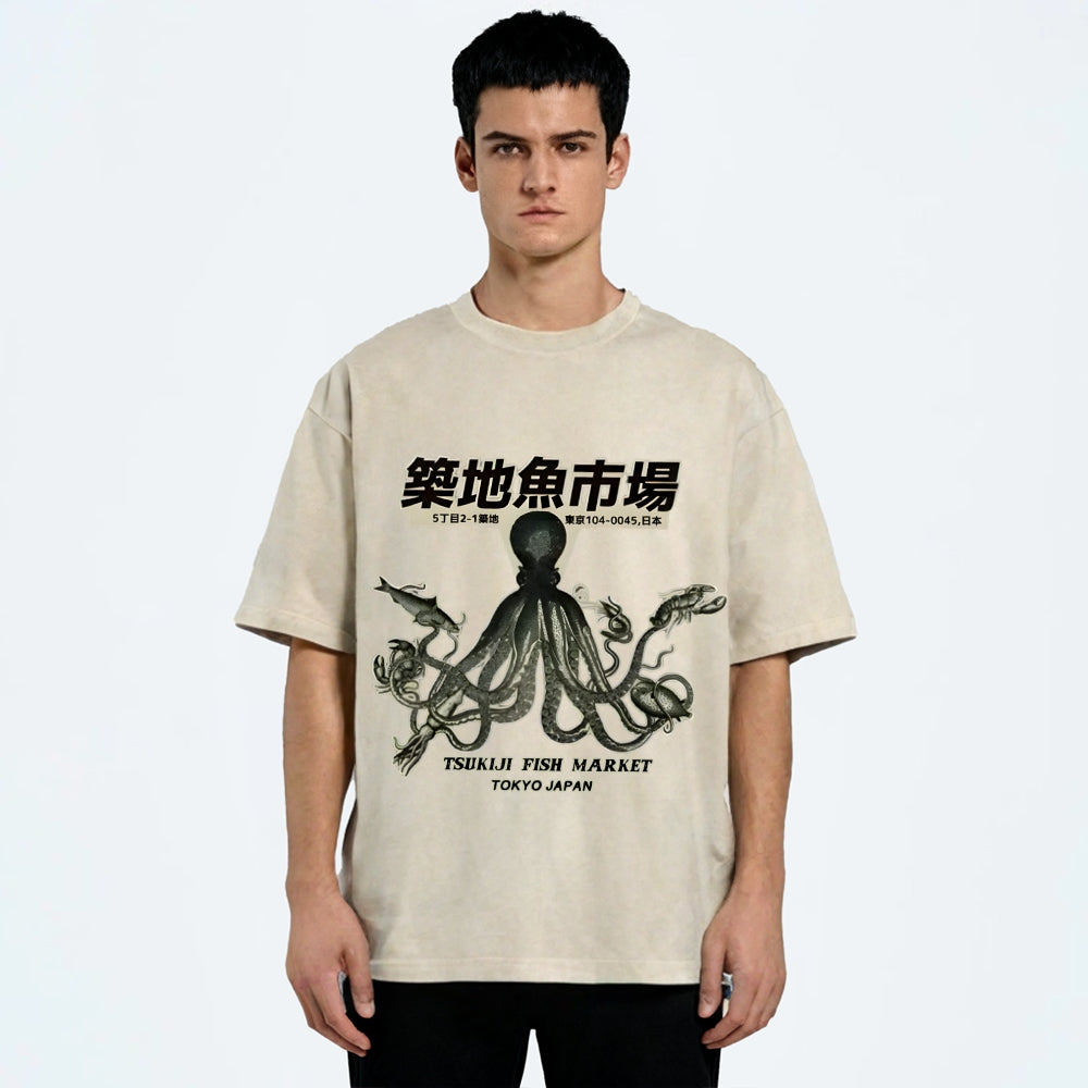 Tsukiji Fish Market Washed T-Shirt