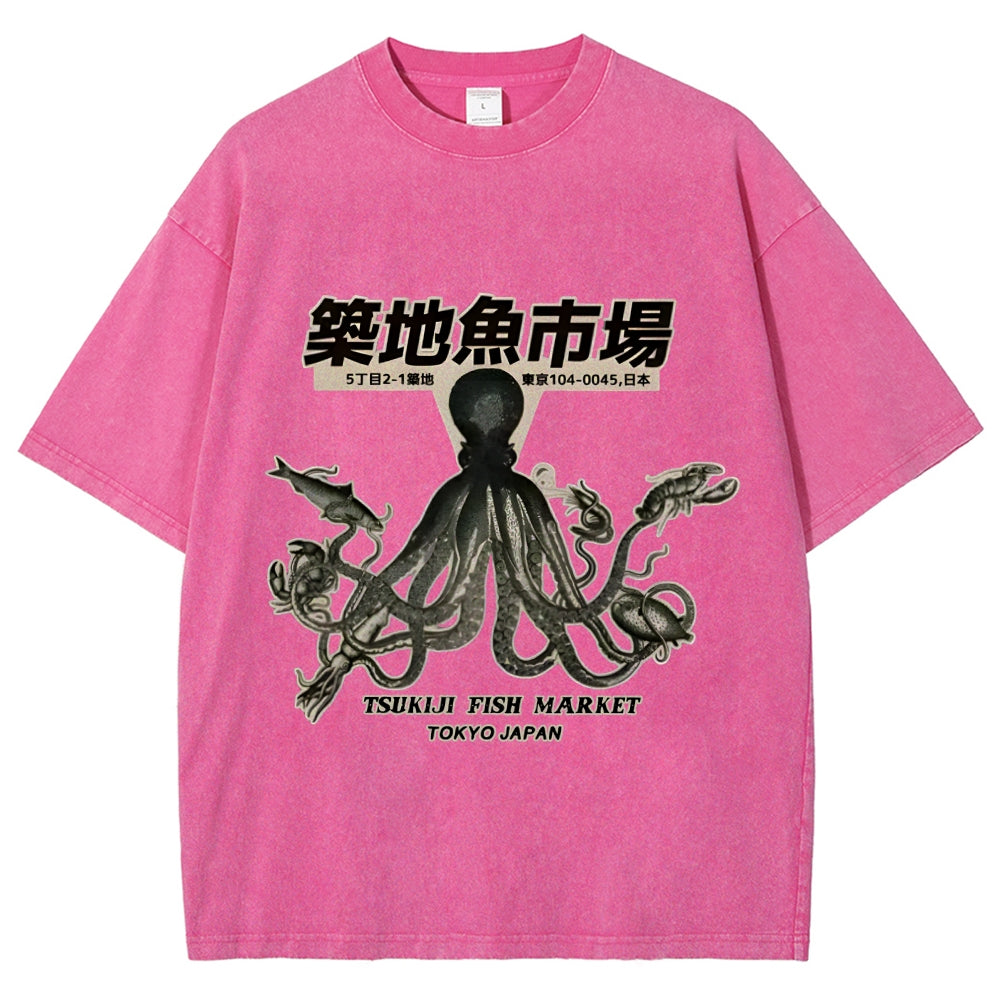 Tsukiji Fish Market Washed T-Shirt