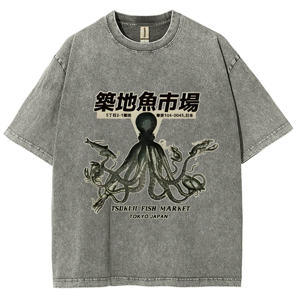 Tsukiji Fish Market Washed T-Shirt