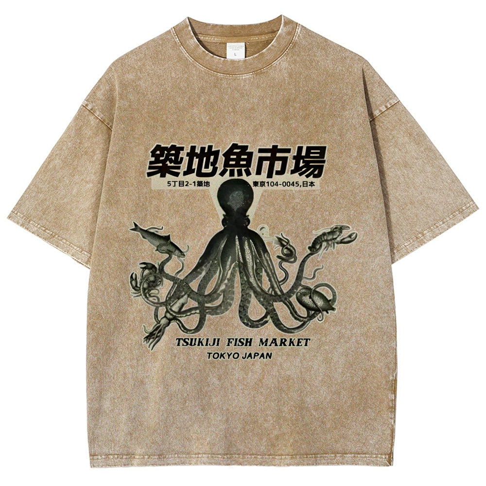 Tsukiji Fish Market Washed T-Shirt