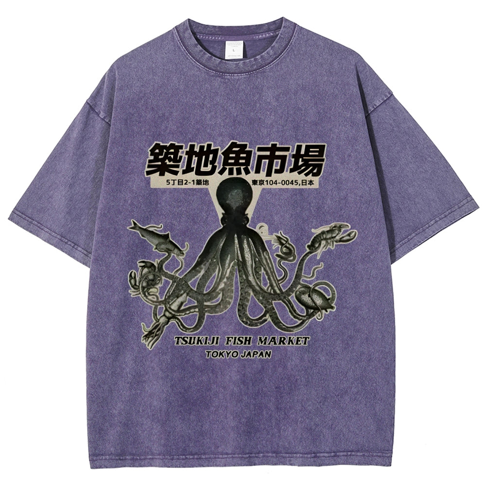 Tsukiji Fish Market Washed T-Shirt