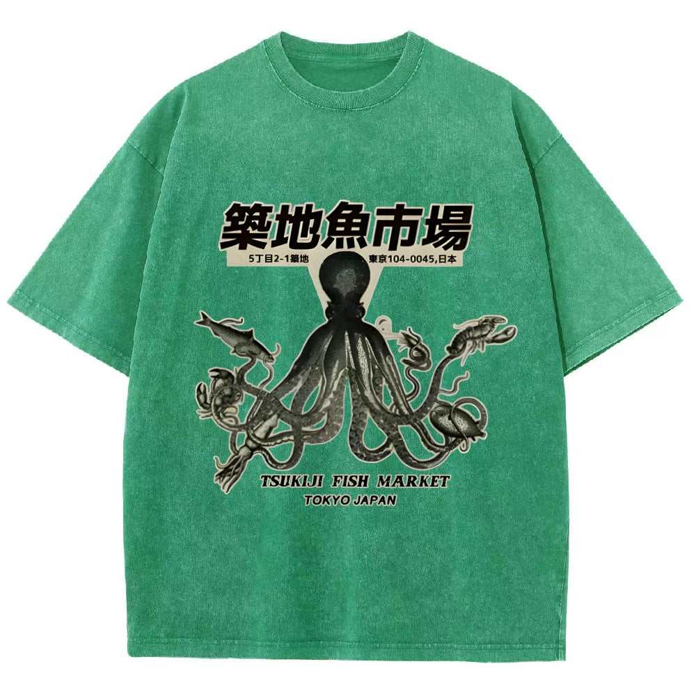 Tsukiji Fish Market Washed T-Shirt
