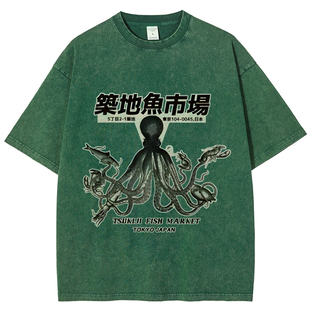 Tsukiji Fish Market Washed T-Shirt