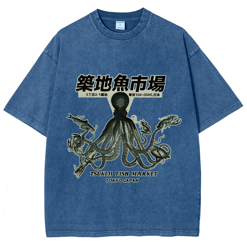 Tsukiji Fish Market Washed T-Shirt