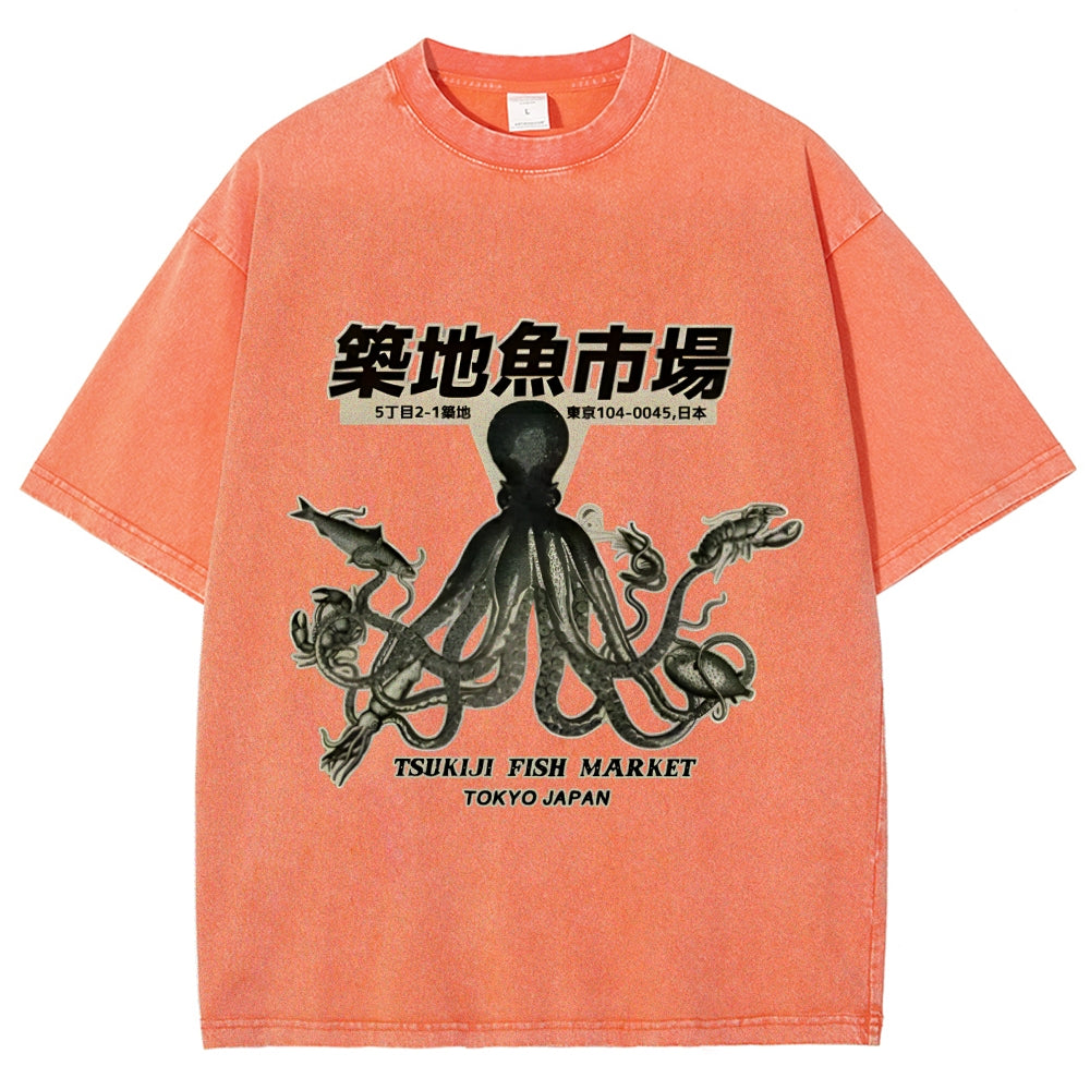 Tsukiji Fish Market Washed T-Shirt