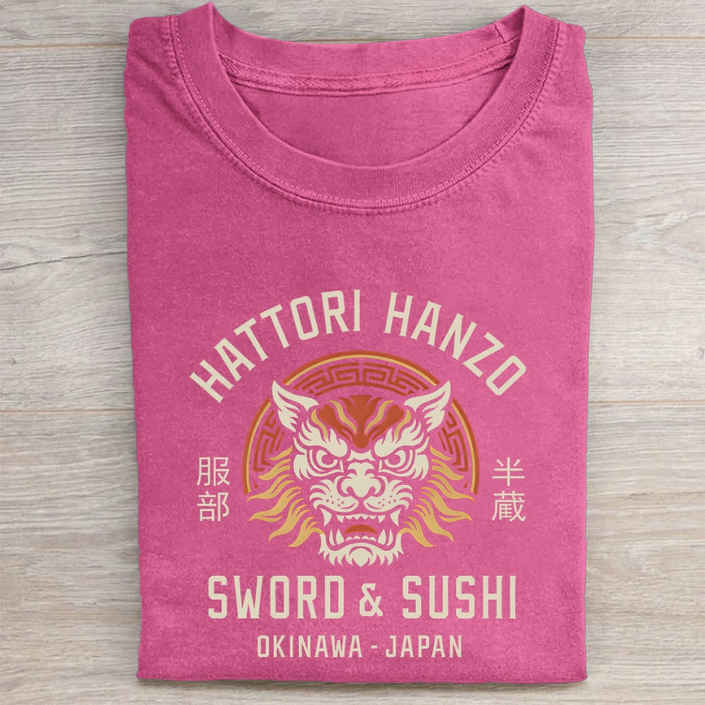 Unisex Hattori Lion Printed Washed Folded T-shirt