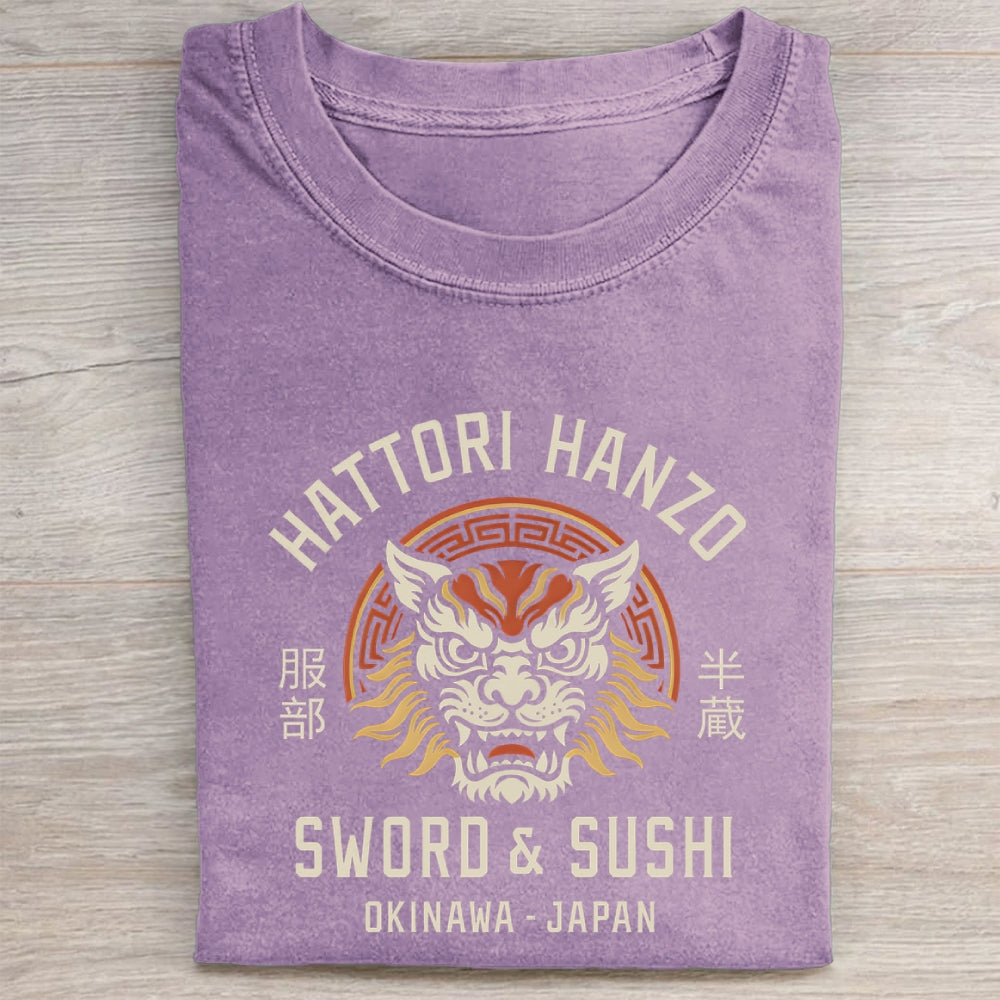 Unisex Hattori Lion Printed Washed Folded T-shirt