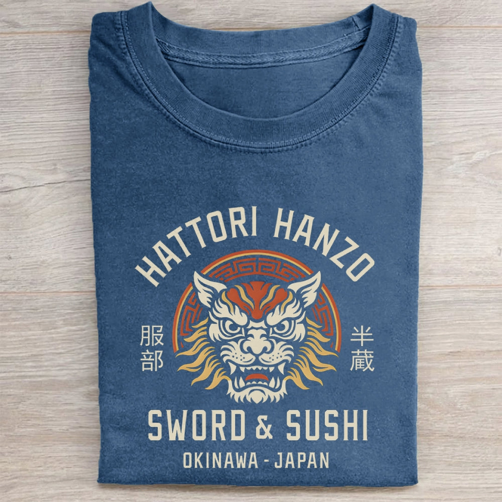 Unisex Hattori Lion Printed Washed Folded T-shirt
