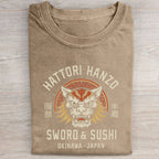 Unisex Hattori Lion Printed Washed Folded T-shirt