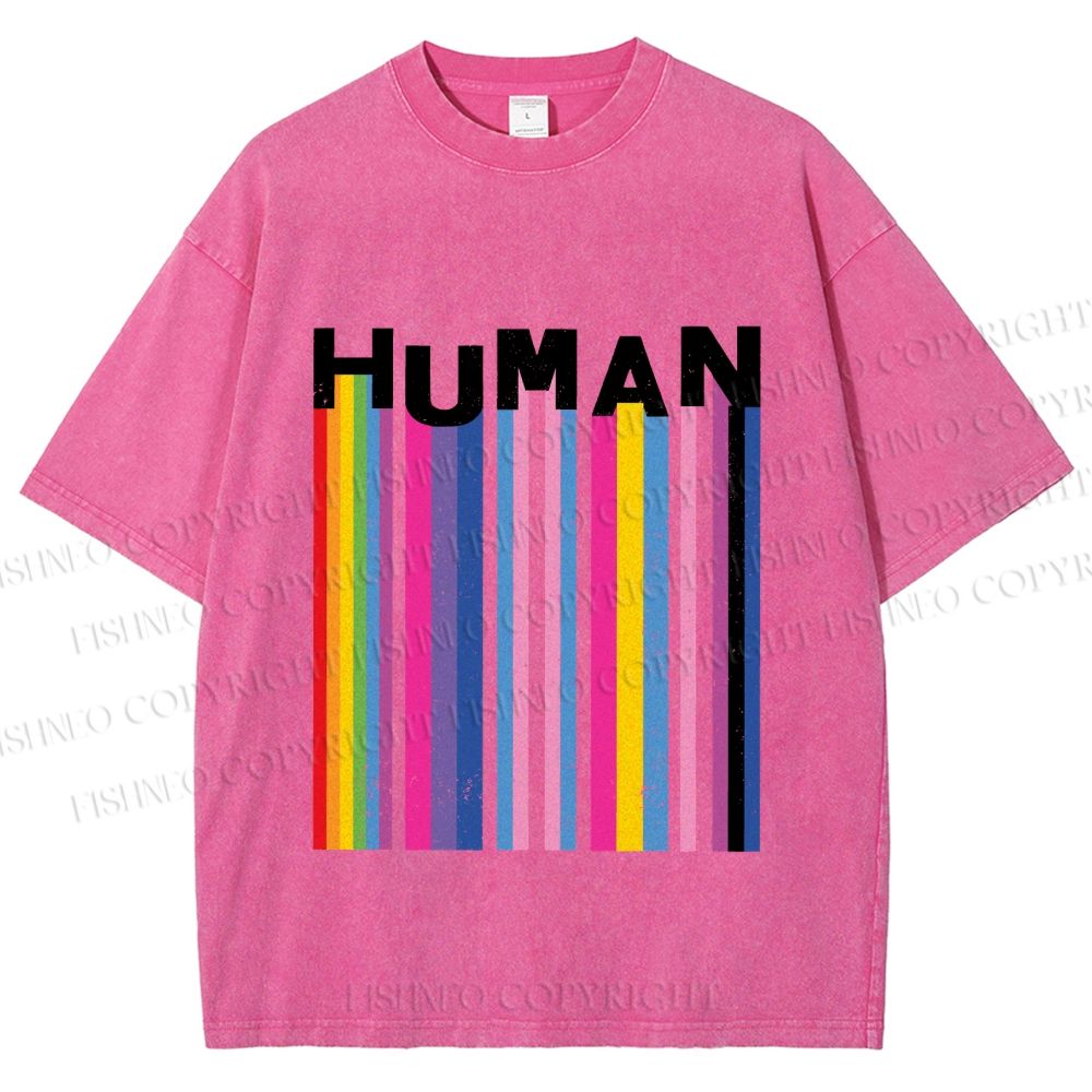 Unisex Pride Human Printed Washed Tee