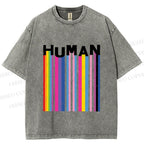Unisex Pride Human Printed Washed Tee