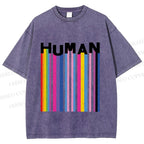 Unisex Pride Human Printed Washed Tee