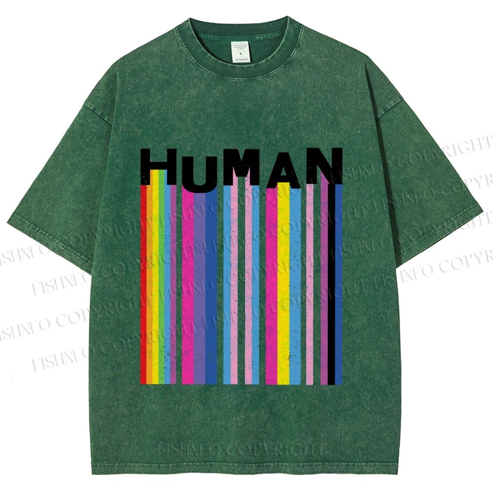 Unisex Pride Human Printed Washed Tee