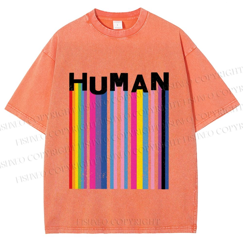 Unisex Pride Human Printed Washed Tee