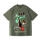 Unisex Bad Cat Printed Washed Tee
