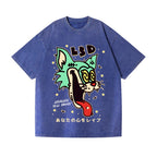 Unisex Bad Cat Printed Washed Tee